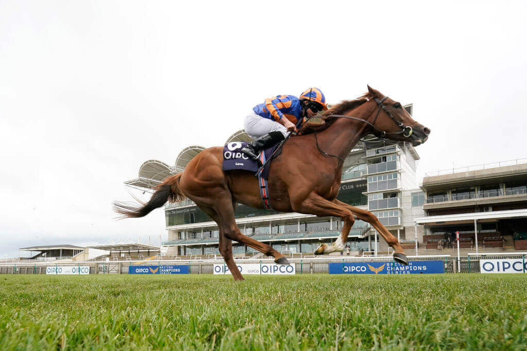 Ryan Moore guides Love to victory in the 1000 Guineas at Newmarket.