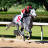 Rushie leads down the stretch to win Race 10 at Oaklawn on Derby Day.